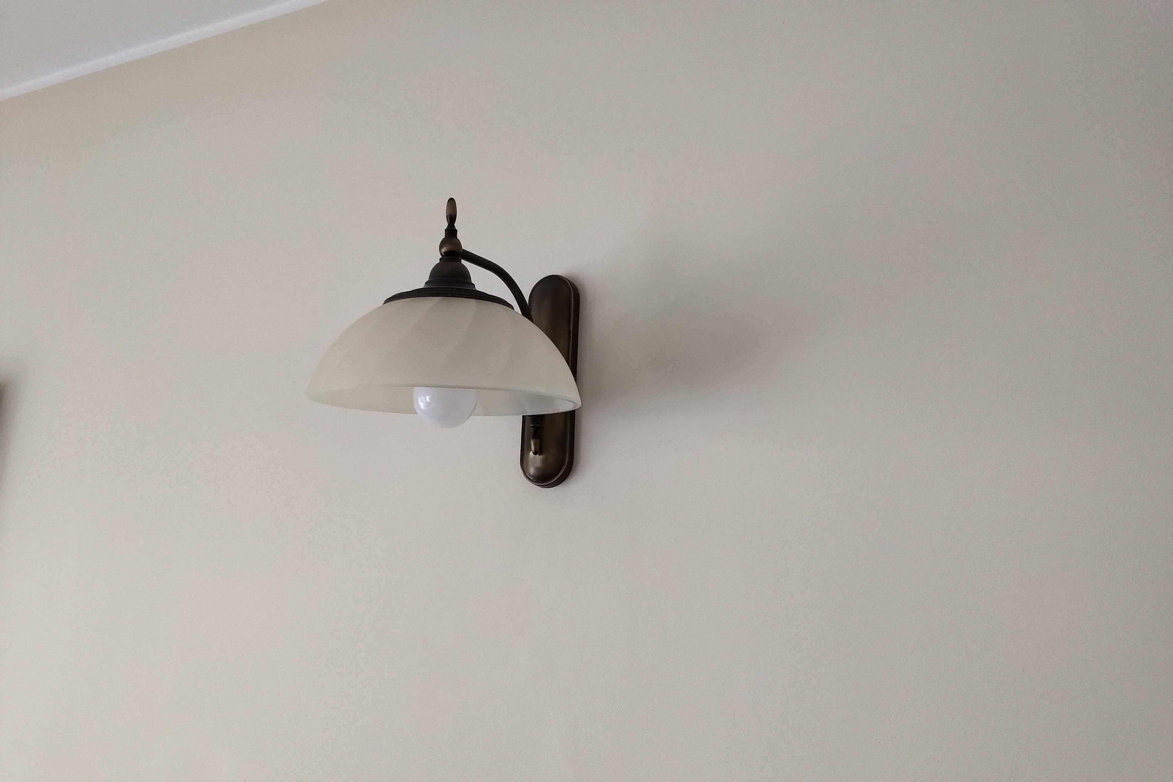 Lampa sufitowa mosiężna + dwa kinkiety komplet