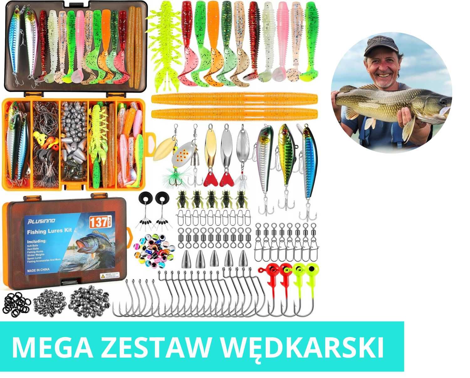 Skrzynka Wędkarska Zestaw 137 Przynęt na Ryby Akcesoria Haczyk Spławik