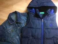 Жилет, джинсовая куртка бенетон размер s, 6—7 лет