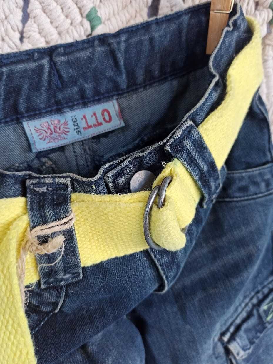 COOLCLUB NOWE! Szorty jeansowe z żółtym paskiem 110 116