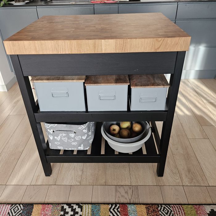 Wyspa kuchenna czarny/dąb 79 x 62,5 x 90