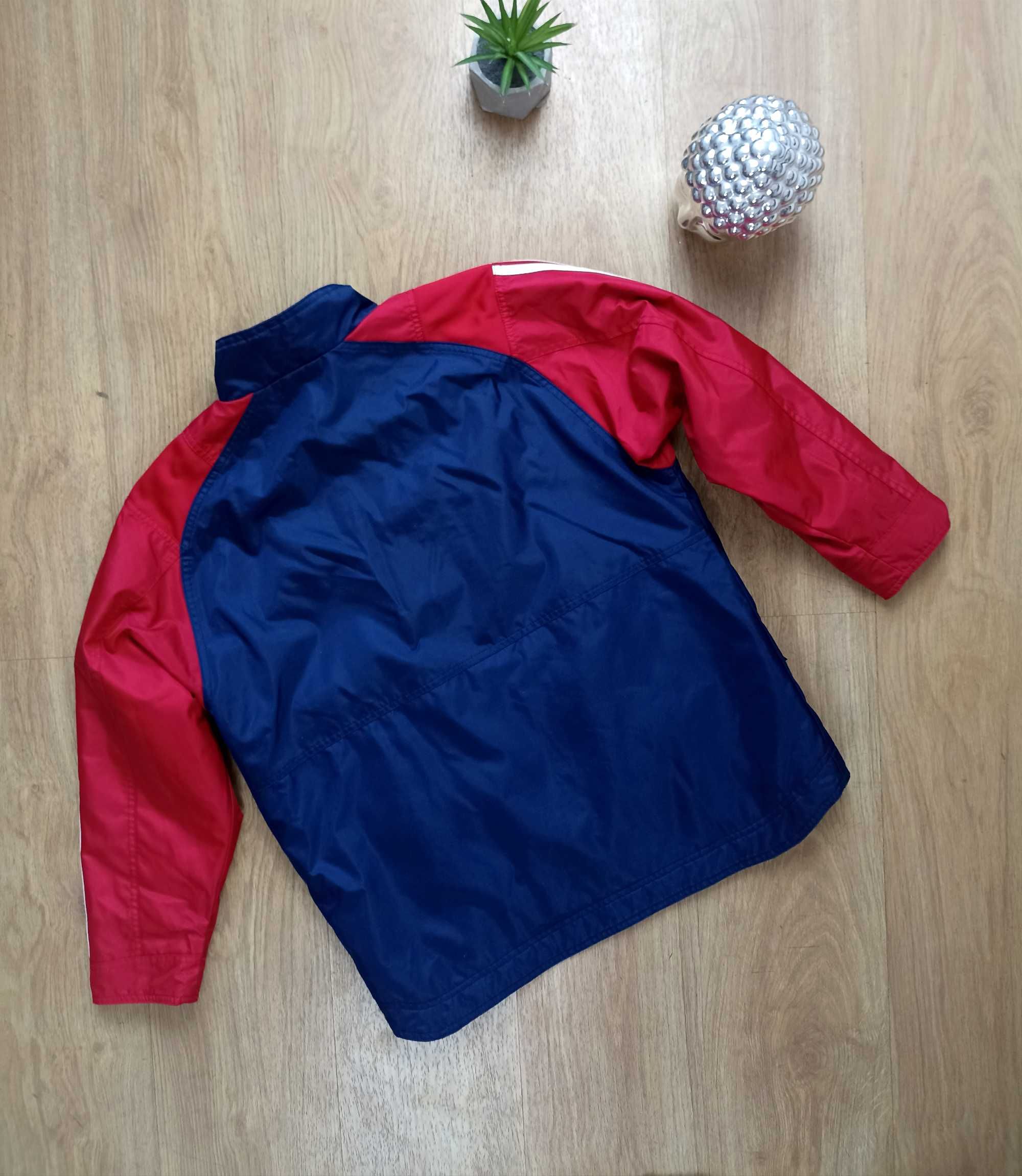 Adidas granatowa kurtka z czerwonymi rękawami 152cm 12lat