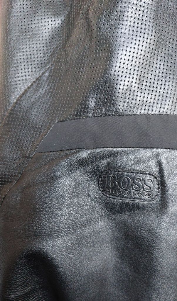Hugo Boss nowa kurtka skórzana męska hybrydowa lekko ocieplana r. XL