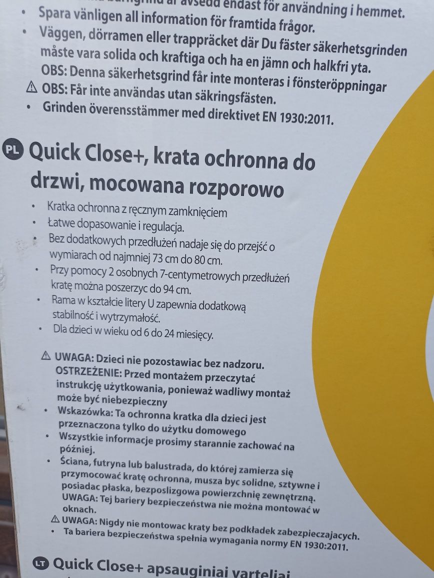 Bramka Quick Close + przedłużenie mocowana rozporowo