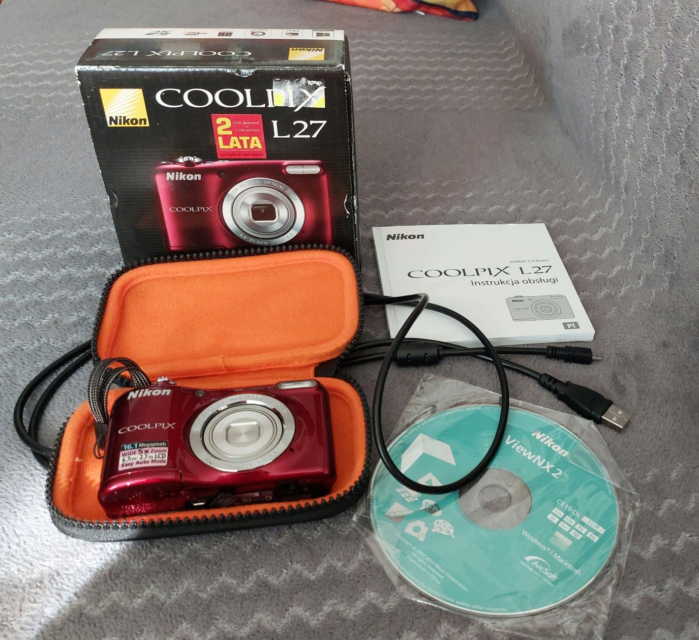 Nikon coolpix L27 aparat fotograficzny + filmy dla każdego, stan bdb