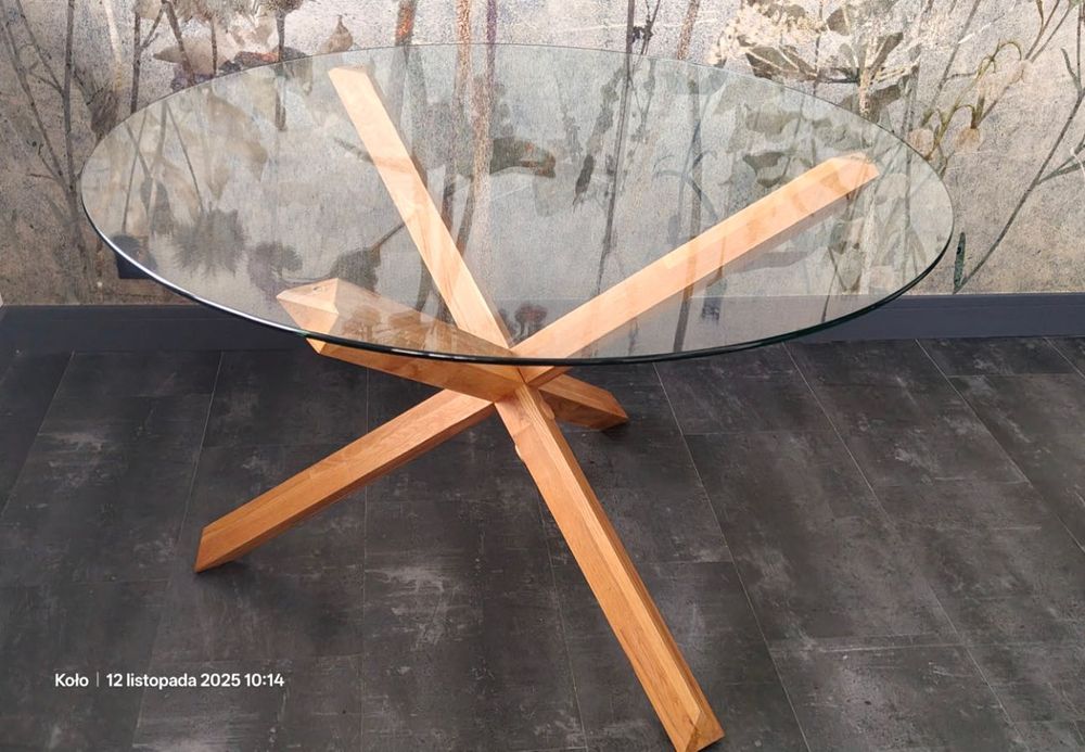 Okrągły stół szklany Jysk 119cm