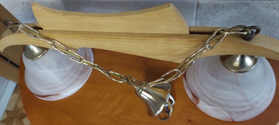 Lampa włoska lampy złote elementy łancuszek drewno