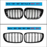 Grelhas Preto Brilho dupla Barra BMW série 1 E81 / E82 / E87 / E88