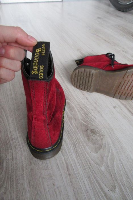 Dr Martens AirWair Red Velvet Limited Edition glany trapery vintage