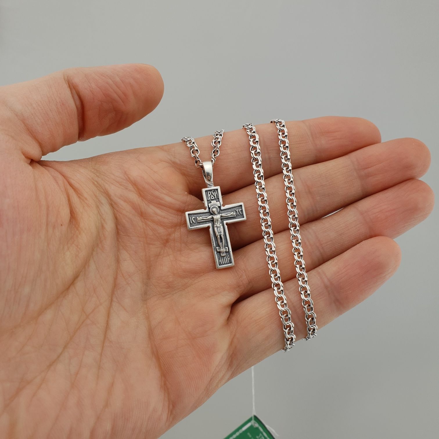 Серебряная цепочка с крестиком Ланцюжок з хрестиком срібло