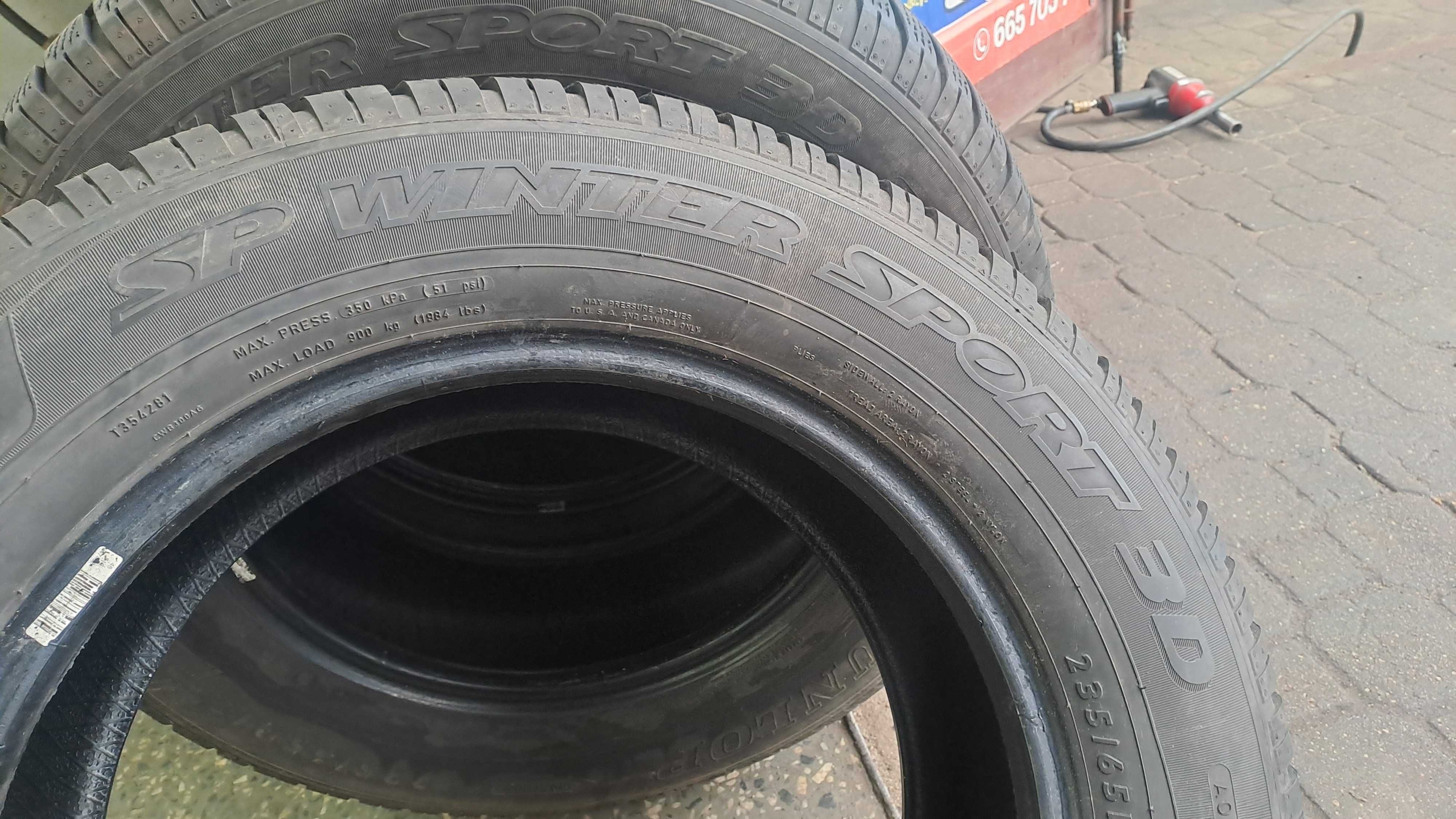 235/65r17 dunlop opony zimowe uzywane 2szt lub 4szt 6mm bieznik