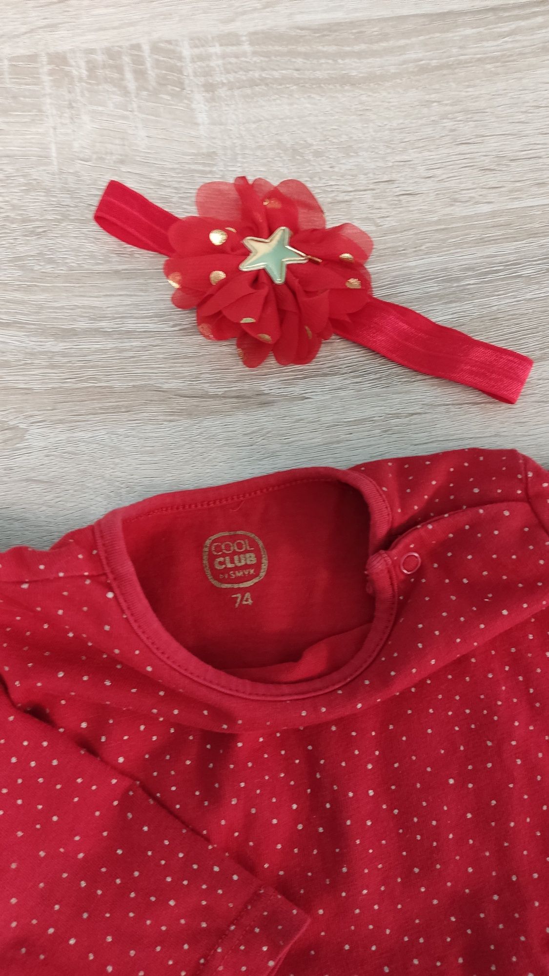 Komplet świąteczny zestaw czerwona sukienka i opaska 74 Cool Club