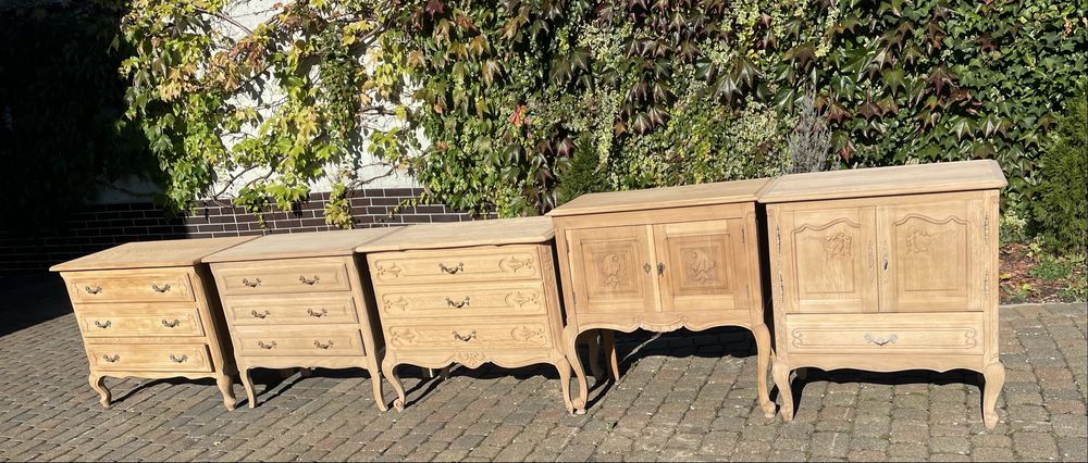 Komoda ludwikowska oczyszczona dąb Ludwik XV stylowa gięte nóżki