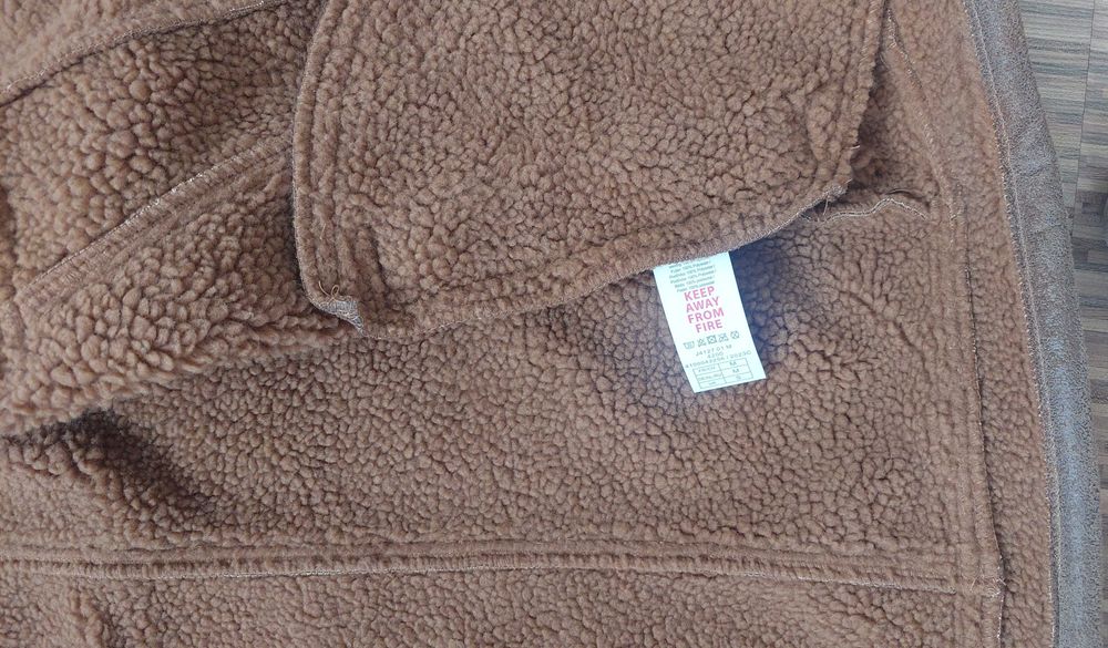 Nowa kurtka pilotka w kolorze brązowym z imitacji zamszu i kożuszkiem