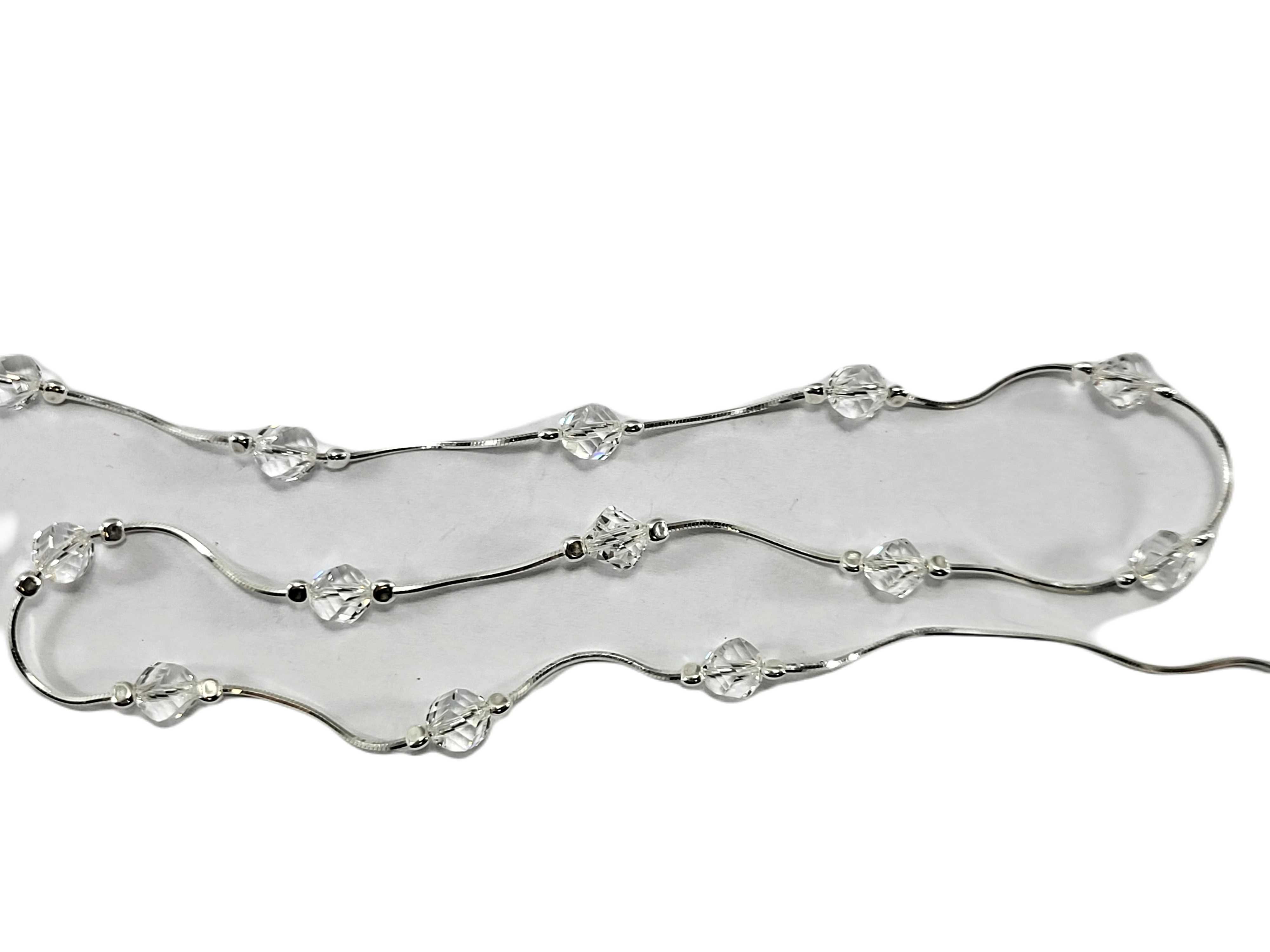 SDG080 srebrny łańcuszek z zawieszkami długość 45 cm 925