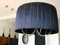 Lampa do salonu Glamour czarno-srebrna duża, materiał, metal