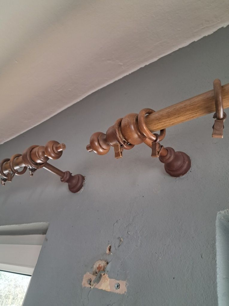 Karnisz stalowy 120cm kompletny używany stan idealny drewnopodobny