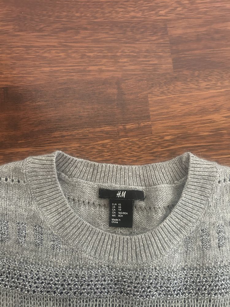Sukienka tunika damska sweterkowa szara XS H&M