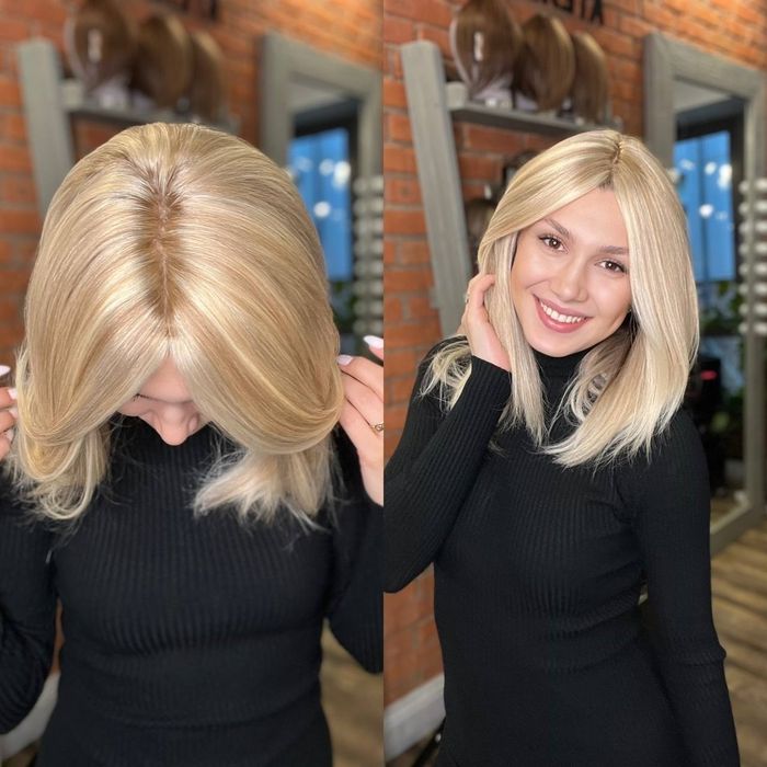 Натуральний парик пшеничний блонд Наращивание волос Wig Human Hair