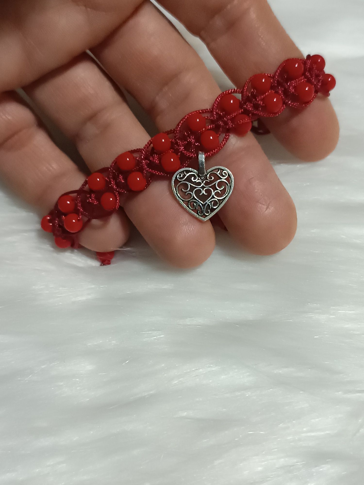 Bransoletka kamień koral z sercem Walentynki prezent