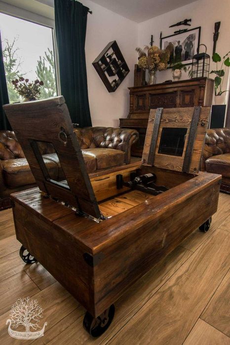 Stolik kawowy/skrzynia na wino rustykalna, boho, vintage, retro, loft