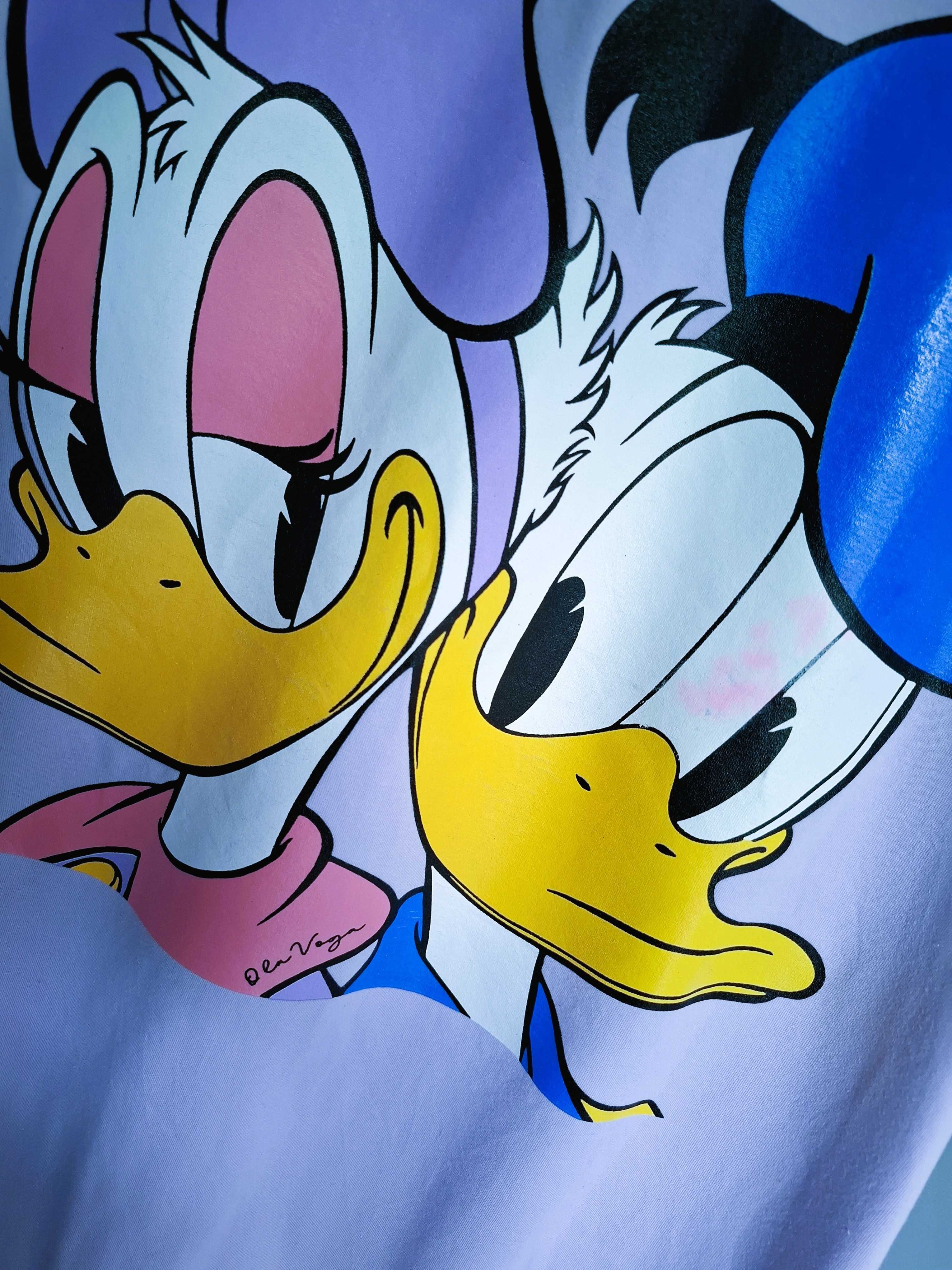 O'la Voga liliowy t-shirt duży nadruk kaczor donald