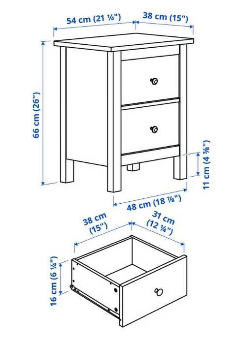 Komoda Hemnes IKEA czarnobrązowa +2 stoliki nocne Hemnes czarnobrązowe