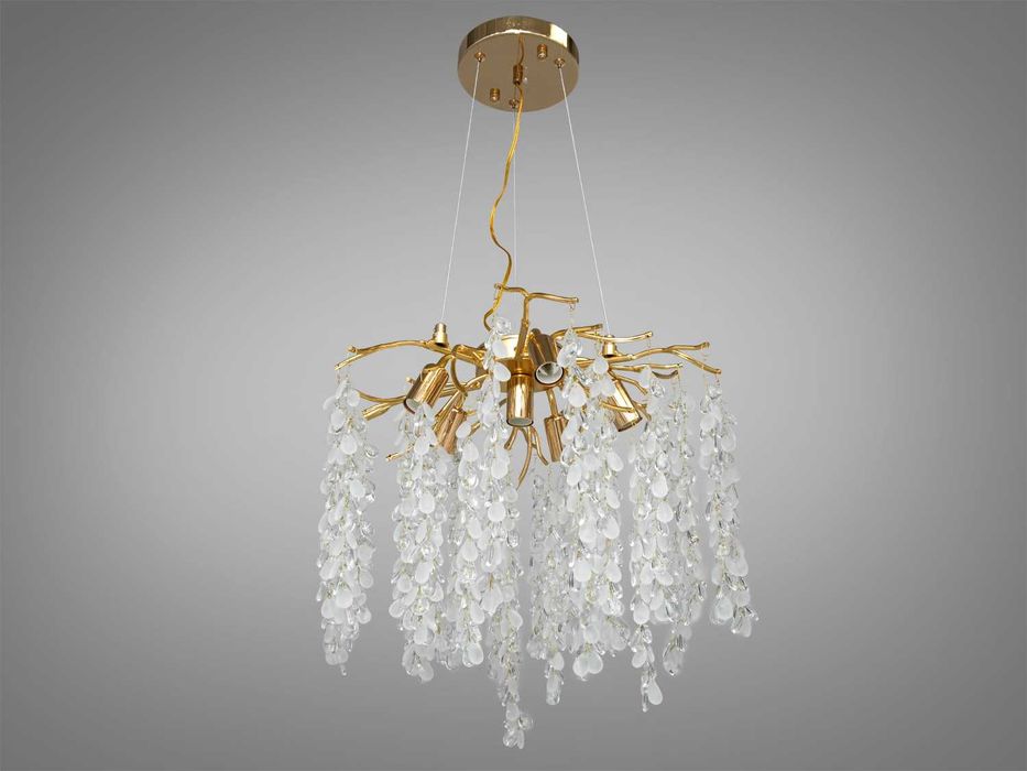 Стильна кришталева люстра "Гліцинія" з алюмінієвими елементами, 6 ламп