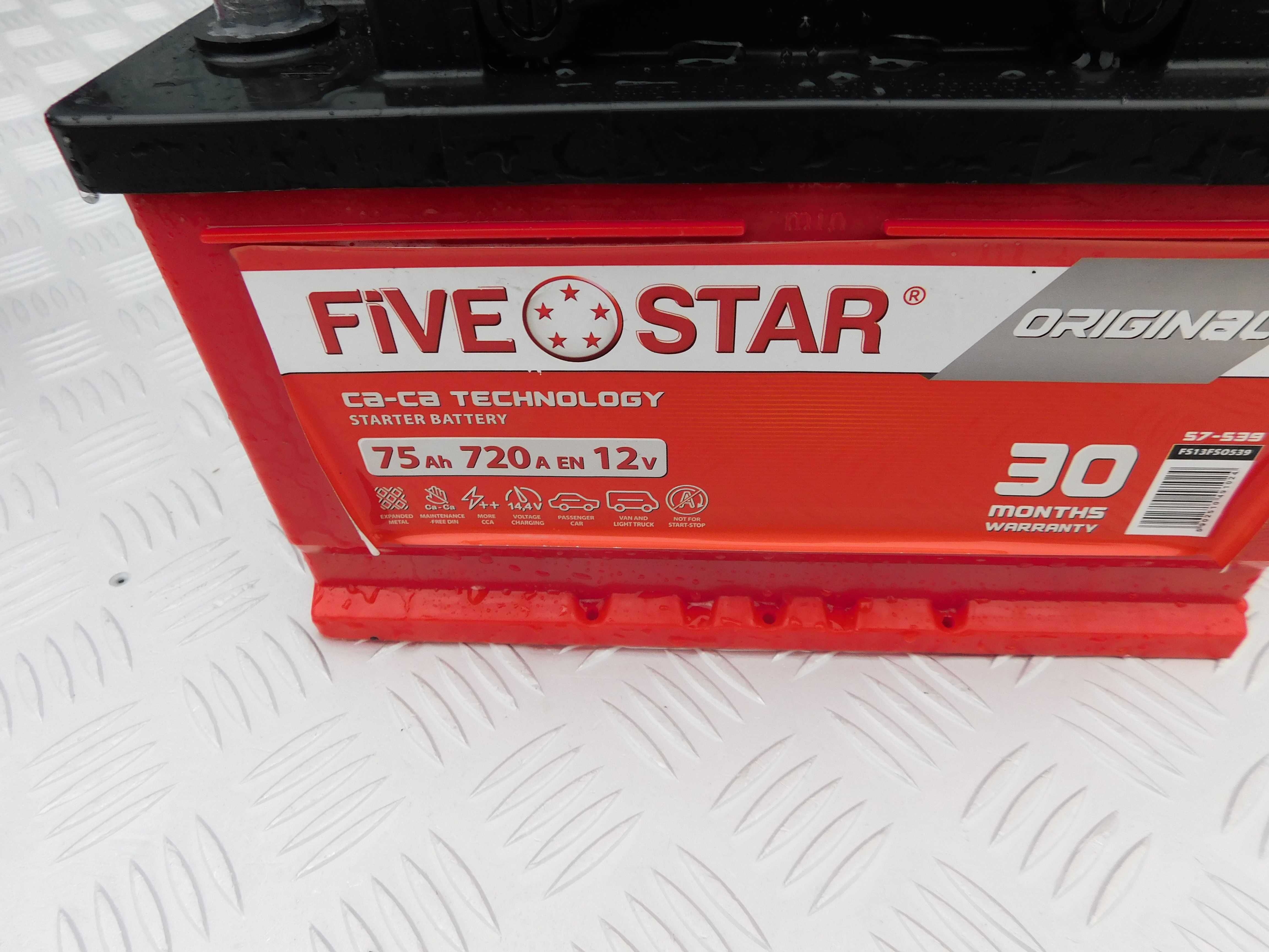 Akumulator samochodowy firmy FIVE STAR 12 V 75 Ah 720A