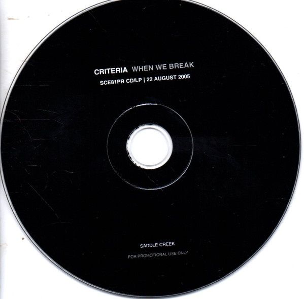 Criteria - When We Break CD(promo)(indie rock)