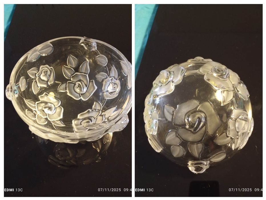 Taças de vidro com relevo