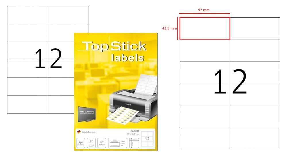 TopStick 3000 Etiquetas Tam: 96,5 x 42,3 mm (1726)