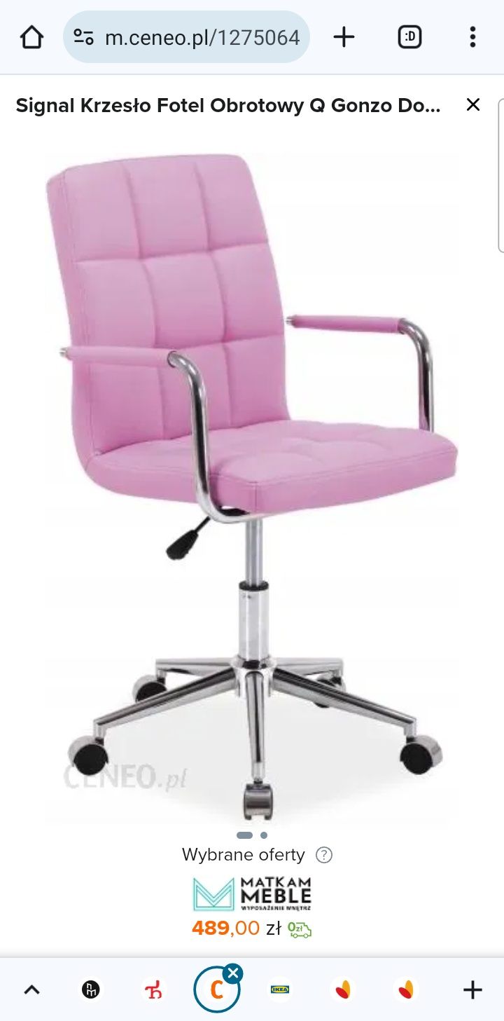 Krzeslo obrotowe do 100 kg fotel biurowy rozowe ekoskor