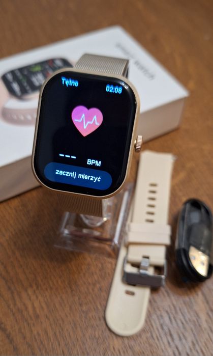 Zegarek damski smartwatch inteligenty PL menu - krokomierz, puls