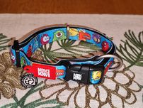 Obroża dla psa Max & Molly monsters, niebieska 34-55 cm