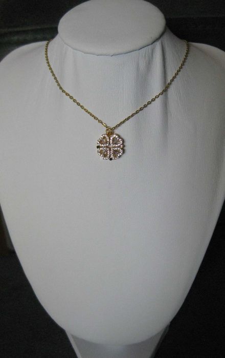 Colar 2 em 1 Coração ou Trevo 4 Folhas NOVO