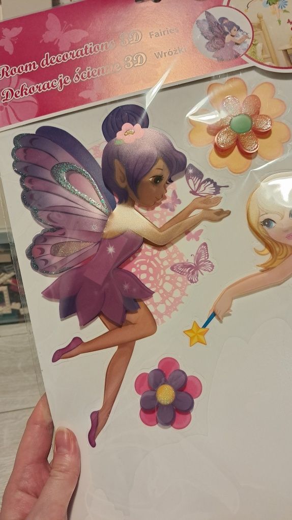 Smukee dekoracje ścienne naklejki 3D wróżki, kwiatki, zwierzątka