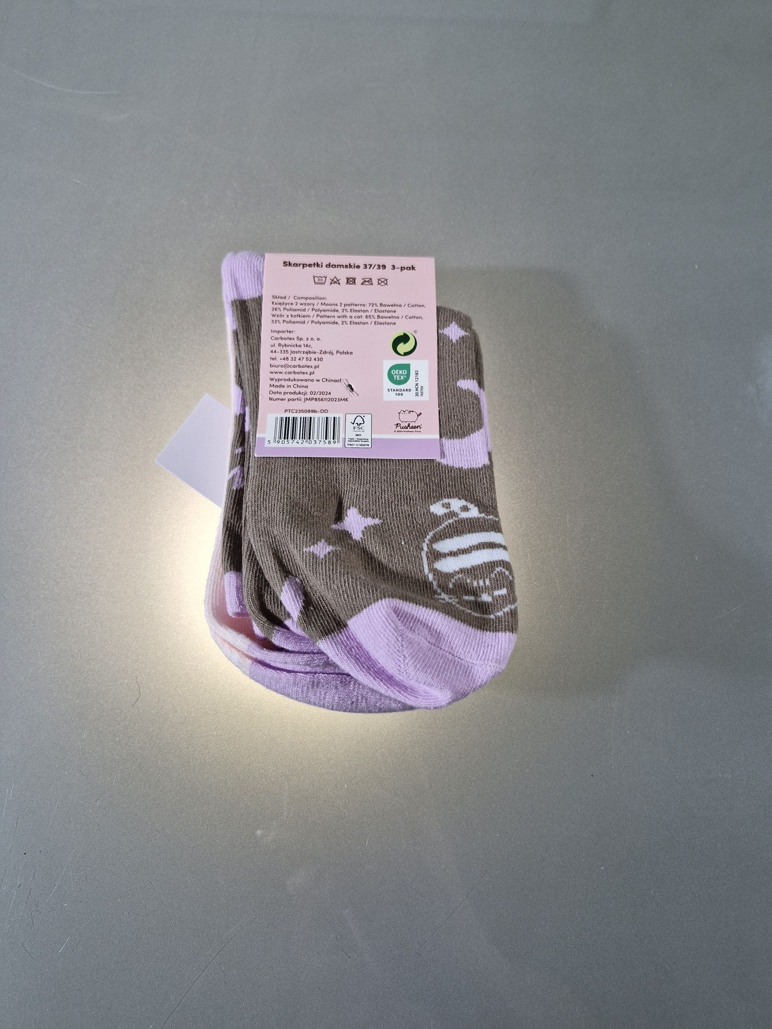 Pusheen Skarpetki 3-Pak Damskie Rozmiar 37-39