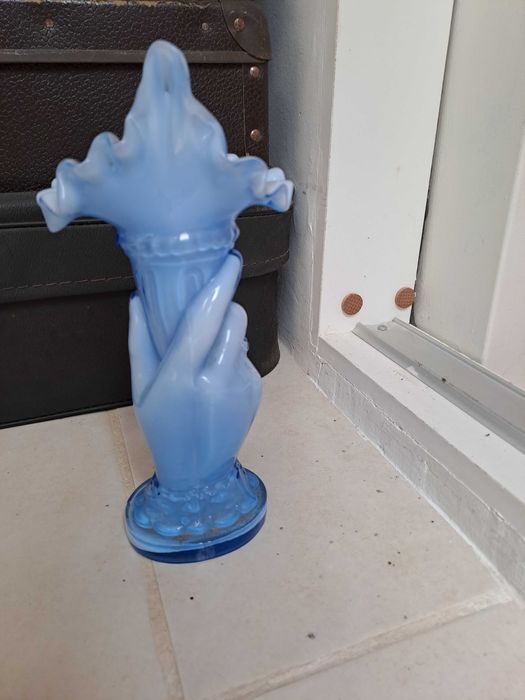 Jarra mão Azul em vidro Opalino!