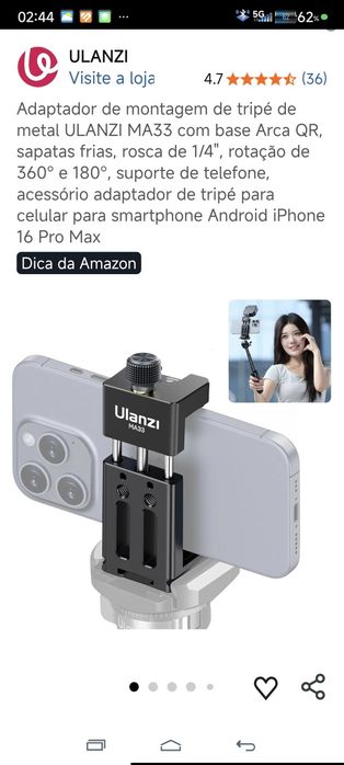 Suporte Ulanzi ma33 para Smartphones com bolsa de proteção Novo €15