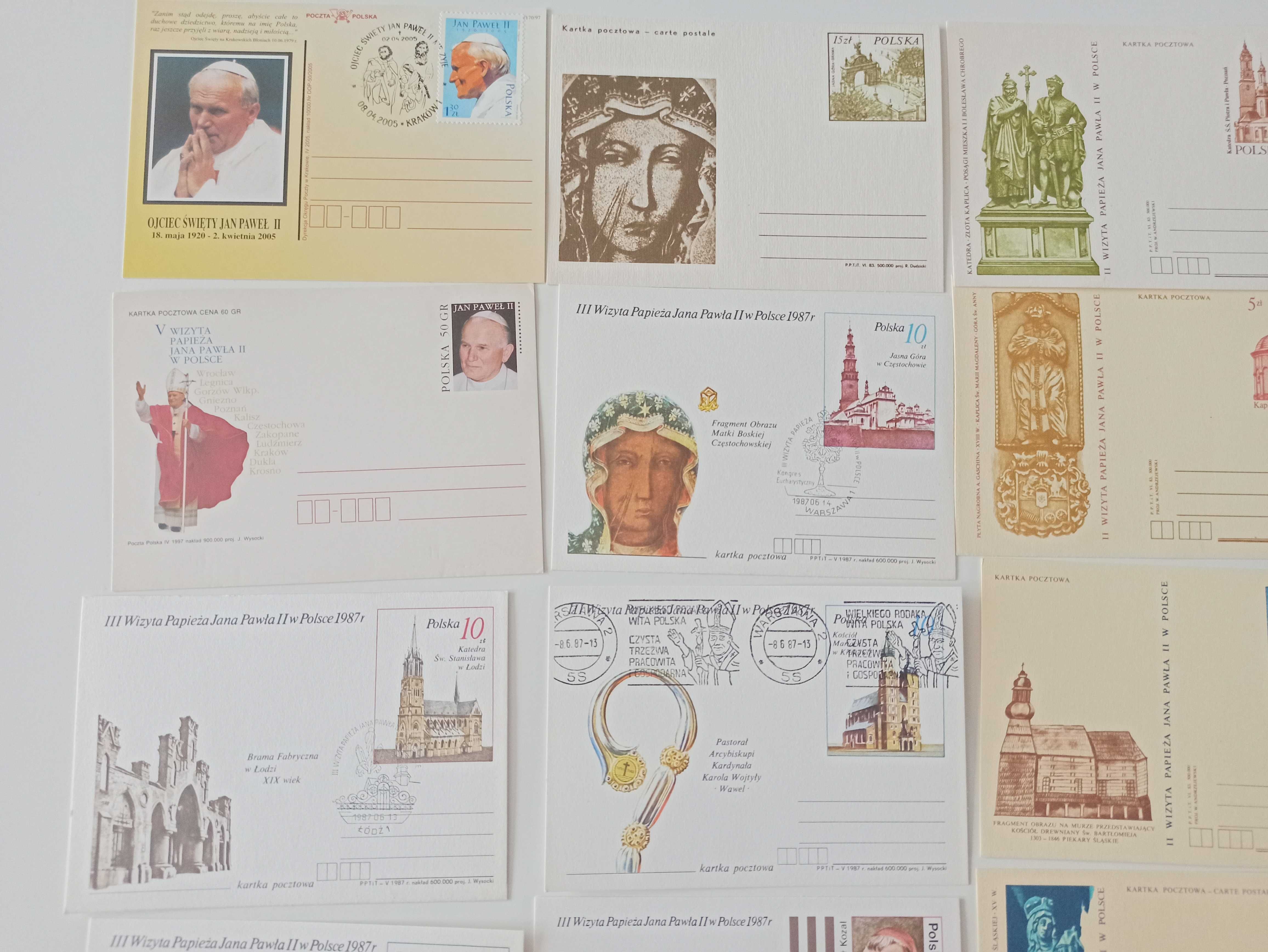 znaczki pocztowe papież Jan Paweł II pocztówki 20 sztuk klaser 1987