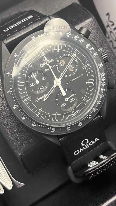 Snoopy x Omega Swatch Moonphase SO33B700 czarny