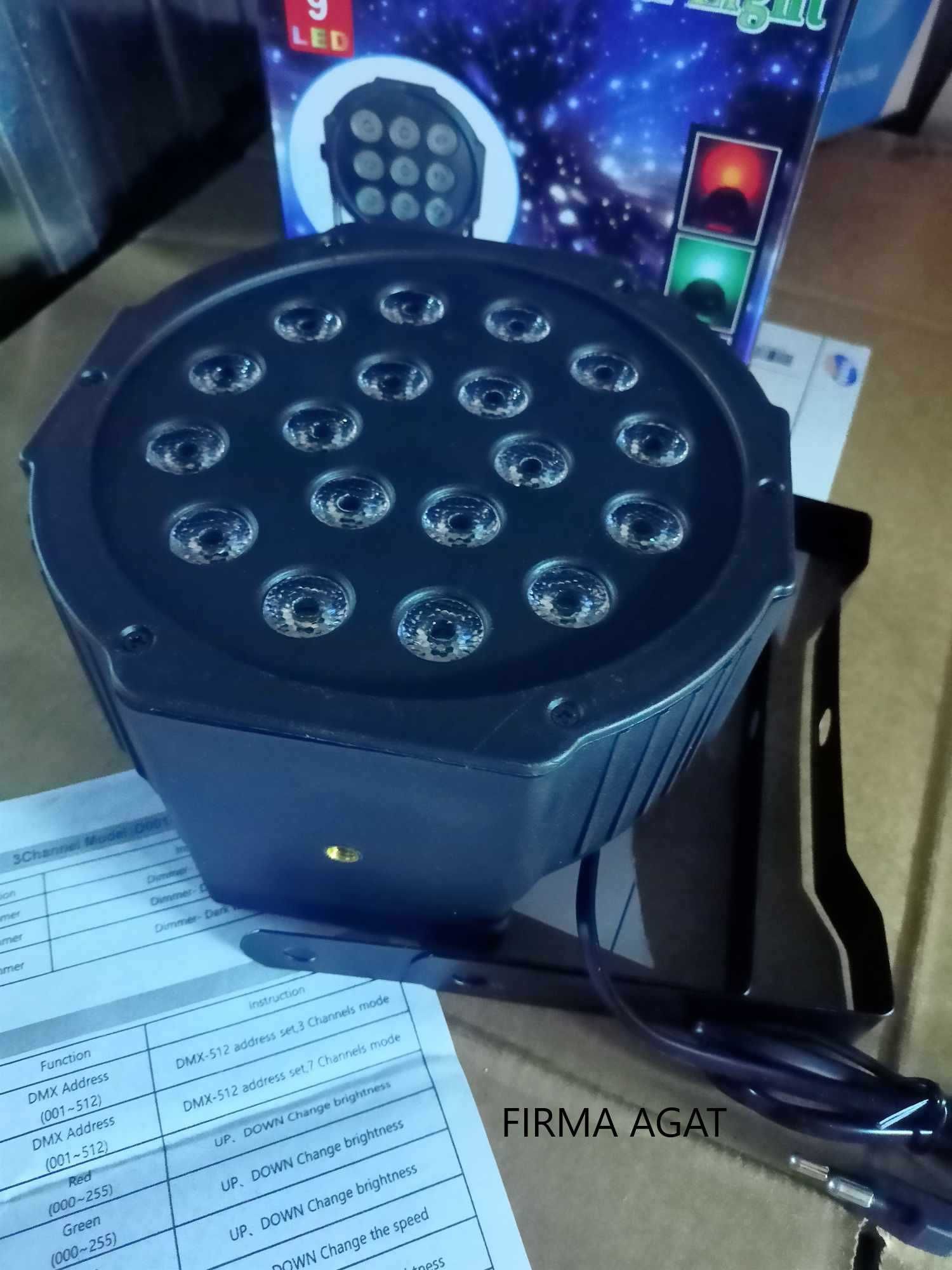 Reflektor sceniczny kolorofon LED PAR RGB 18x3 DMX AUTO SOUND