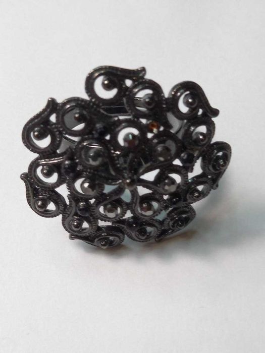 Эффектный Набор украшений из черных бусинок - Колье, Сережки, Кольцо