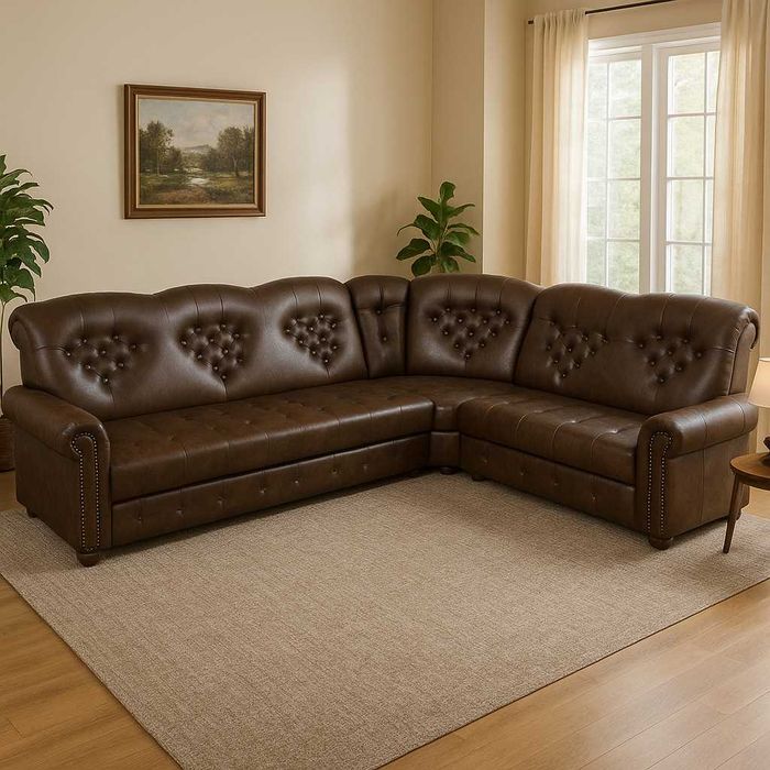 Sofa rogowa vintage z funkcją spania