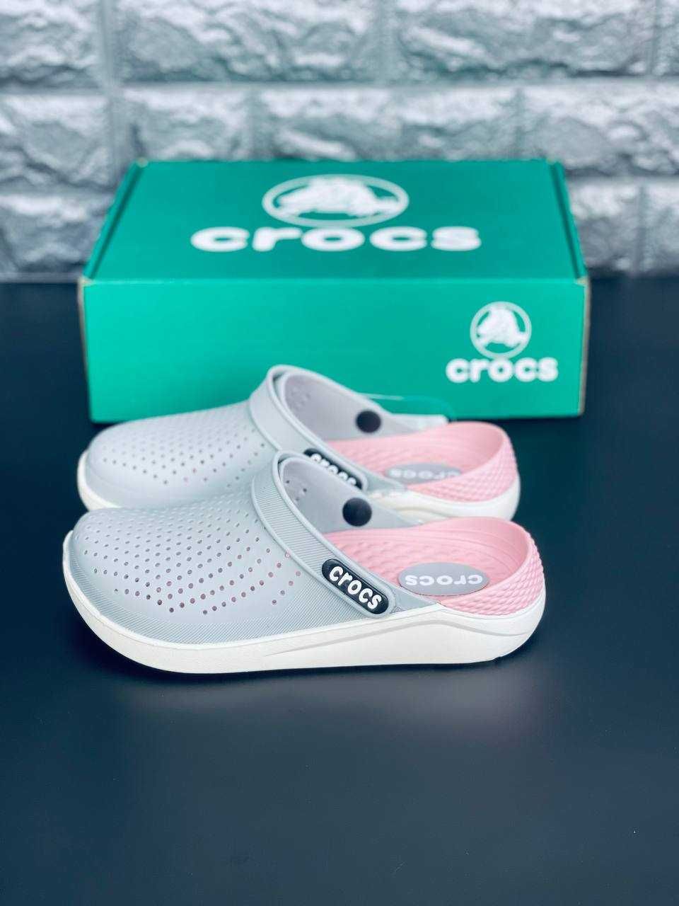 Шлепанцы Crocs LiteRide женские Повседневные Gray\Pink Хит сезона!
