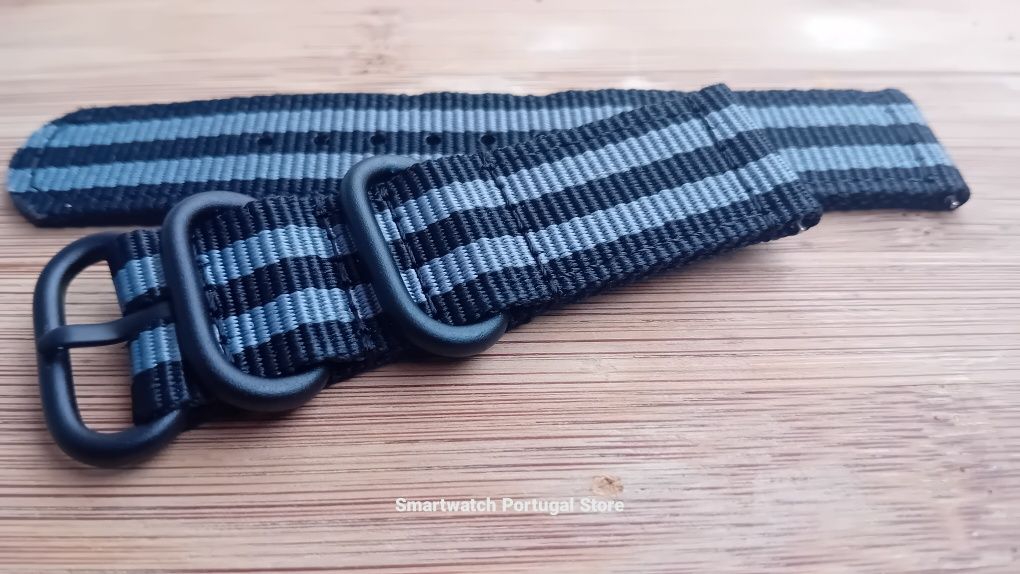 Bracelete 22mm em Nylon, Nato (Novo) preto cinzenta