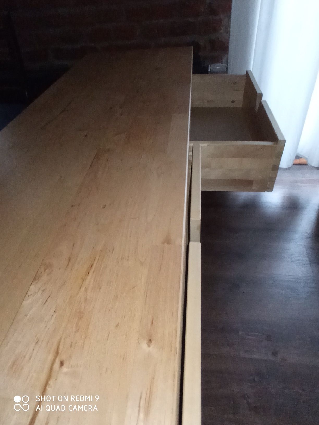 Regał z szufladami, stół (półki, blat) - drewno, okazja