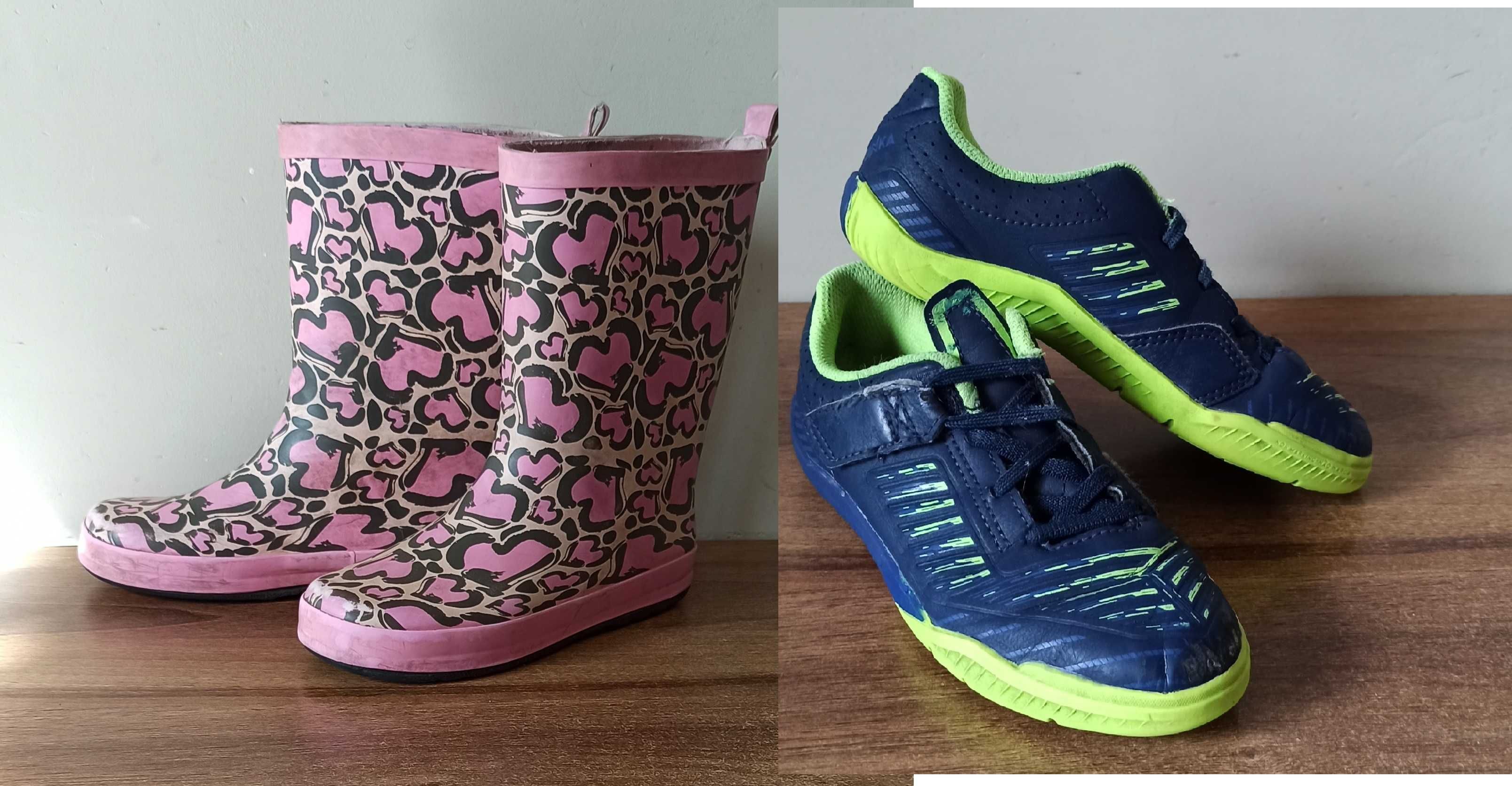 buty sportowe granat zieleń, kalosze róż roz 32