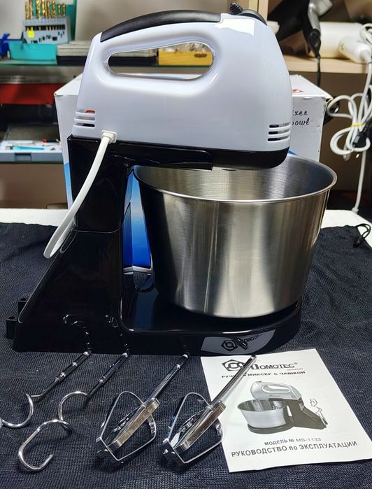 Міксер Domotec MS-1133 з чашею та насадками 200 Вт, 7 швидкостей